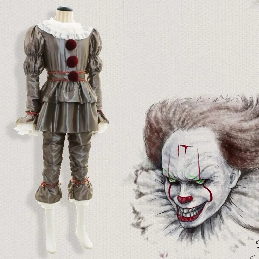 BAIGE Pennywise Halloween Costume It Clown Adult Cosplay Costume Halloween Party Suit For Man and Female