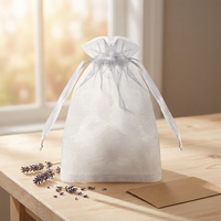 Recyclable Argent Bleu Rose Blanc Emballage Cadeau Bonbons Cordon ruban Pochette Organza Sac Avec Taille Personnalisée Logo Couleur