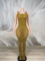 Robe de soirée longue en cachemire argenté à franges et chaînes en strass, sans manches, pour femme, idéale pour bal de promo ou anniversaire