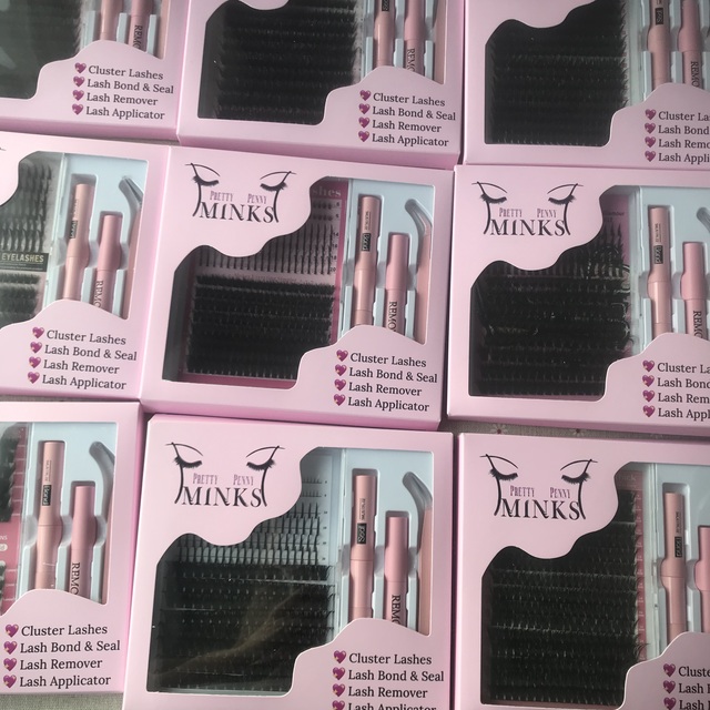 Sensitive Eyes Retail Ready Packaging 10mm 12mm 14mm Volume Lashes Kit Diy Cluster Lash Bond And Seal