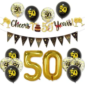 สีดำทอง12นิ้ว30 40 50 60ปีวันเกิดลูกโป่งผู้ใหญ่วันเกิด Party Decor ผู้ชายผู้หญิง30th 40th ครบรอบอุปกรณ์