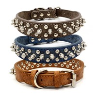 Collier pour chien vintage punk clouté en PU, robuste et réglable, pour chiens de taille moyenne et grande
