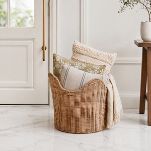 Rattan <b>Storage</b> <b>Basket</b> <b>Large</b> Bowl Shape With Handle For Home Bedroom Organization - Product Image 2