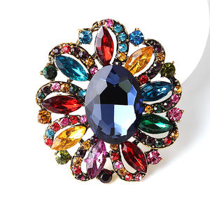 女性ギフト用の新しいシルバーボトムフラワーブローチウェディングオーバルクリスタルピンブローチ - Product Image 4