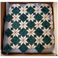 Mosaïque de carreaux de marbre naturel beige et vert mélangés, style rétro classique, pour sol et mur