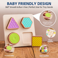 Jouets sensoriels Montessori pour enfants de 1 an - Trieur de formes en bois avec blocs en silicone texturés, ensemble cadeau pour développer la motricité fine des tout-petits