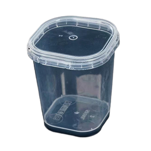 580ml 20oz <b>Square</b> Single Wall Ice Cream Box Fruit Bucket Food Grade PP Material Tamper-evident Closure <b>Container</b> - Product Image 1