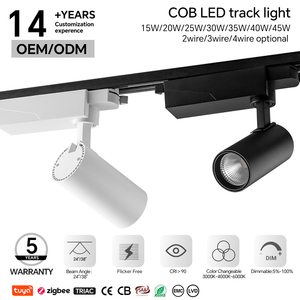 Projecteur LED sur rail TRIAC dimmable 30W 2700K Blanc Chaud CRI 90 à 3 fils pour la décoration de hall d'hôtel et l'éclairage domestique - Product Image 1