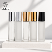 Flacon à bille de parfum en verre givré de qualité supérieure 10 ml avec bouchon à vis en aluminium anodisé noir, or brillant ou argent
