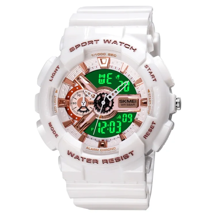 Factory Price SKMEI 1688 LED Dual Time Digital Display + Pointer Luminous Sports Electronic Watch(White)