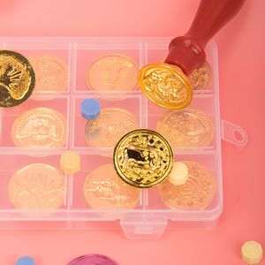 Boîte de rangement personnalisable à 15 compartiments pour tampons de cire à cacheter, en alliage de zinc durable, motifs rétro créatifs, pour loisirs créatifs - Product Image 1