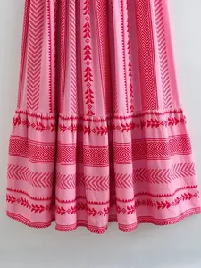 Abito Midi 2024 donna bohémien abito da vacanza con spacca Vintage lavorato a maglia abito da donna Vestidos Mujer Maxi abito lavorato a maglia - Product Image 6