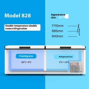 Congelador Horizontal de Gran Capacidad 498-1028L con Doble Temperatura y Doble Puerta, Diseño Comercial para Hotel, Hogar y Garaje - Product Image 4