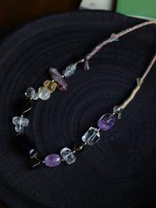 Collier ras du cou unique en cristal irrégulier, pierres précieuses naturelles fumées et claires mélangées, argent antique 925, nouveau bijou artisanal chinois - Product Image 5