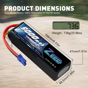 ZEEE 4S Baterai EC5 Lipo RC, Truk Monster RTR 4S 14.8V 100C 9000MAh untuk Traxxas X-maxx 8S 4WD