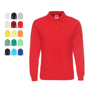 Alta calidad 220 gsm Unisex mezcla de poliéster de algodón de manga larga de Color sólido Casual OEM blanco personalizable bordado Polo camiseta - Product Image 2
