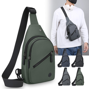 Men's Chest <b>Bag</b> Waterproof Portable Multi Layer Storage Crossbody <b>Bag</b> For Business Travel Solid Color Military Green Black Gray - Product Image 1