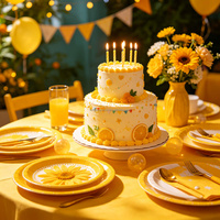 Assiettes en papier jaunes en vrac, vaisselle jetable pour les fêtes d'été, les pique-niques et les événements