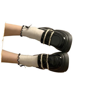 2025 Primavera Verano mocasines individuales de estilo británico para mujer JK zapatos Mary Jane de suela gruesa materias primas de bambú que aumentan la altura - Product Image 5