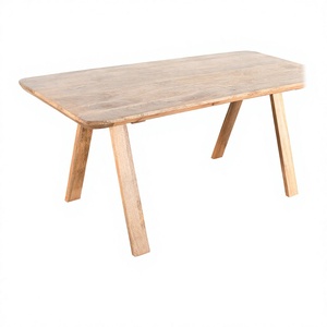 Table à manger en bois de manguier massif de qualité supérieure, base sculpturale, finition naturelle, marque Shree Ganpati Overseas, style Rajasthan moderne - Product Image 3