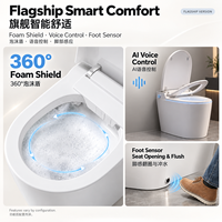 WC intelligent monobloc avec chasse d'eau automatique par capteur, bidet électrique, céramique, siphon en S, siège chauffant, télécommande, pour salle de bain