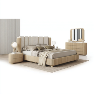 Ensemble de lit king size en bois massif confortable pour hôtel et villa 5 étoiles, design moderne, mobilier de chambre en chêne - Product Image 5