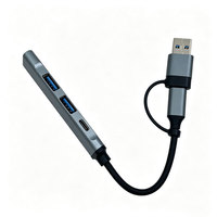 Hub USB-C 2 en 1, double interface USB-A et Type-C, adaptateur 4 ports avec USB 3.0, station d'accueil portable en aluminium pour ordinateur portable PC