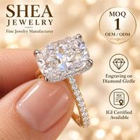 Bague de fiançailles en or massif 10K/14K/18K avec diamant de laboratoire taille coussin 0,5-3 carats, halo dissimulé bicolore, certifié IGI VS VVS