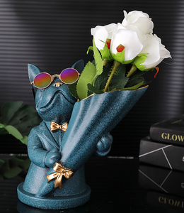 Escultura de florero de <span class=keywords><strong>Bulldog</strong></span> de lujo, escultura de resina con estatuilla de perro de cristal, 2023 - Product Image 3