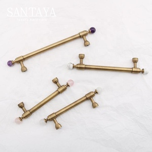 Santaya Antique Brushed Brass Handles Kitchen <strong>Cabinet</strong> Pulls Bedroom Wardrobe Drawer <strong>Knobs</strong> and <strong>Crystal</strong> Furniture Handle - Product Image 3