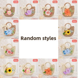 Borsa fatta a mano fai da te in paglia di fiori artificiali fodera in poliestere borsa per eventi di riscaldamento saloni di Team Building regali per feste - Product Image 6