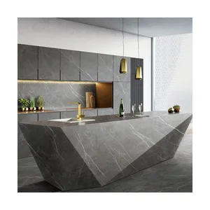 SHIHUI pietra artificiale grigio sinterizzata lastra di porcellana piastrelle di marmo stile moderno parete interna hall dell'hotel Reception - Product Image 1