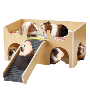 Accessori per Rifugi per Animali di Grandi Dimensioni, Mobili Multifunzionali in Legno per Animali, Amaca per Porcellini d'India, Casa per Criceti a 2 Livelli, Letto per Coniglietti con Scale - Product Image 1