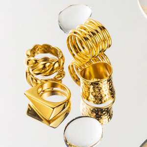 Anillos de acero inoxidable, alianzas de boda, anillos geométricos para hombre y mujer, anillo de dedo Irregular, joyería de moda - Product Image 5