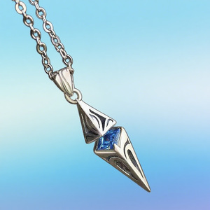 Yunnique Zinc Alloy Electroplated Silver Pyramid Pendant <b>Necklace</b> with <b>Blue</b> Zircon Geometric Design Fashion Jewelry - Product Image 4