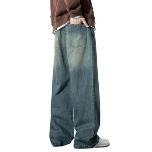 <span class=keywords><strong>Jeans</strong></span> droits et larges pour hommes, de haute qualité, personnalisés, décontractés, streetwear, en denim <span class=keywords><strong>vert</strong></span> et noir, pour hommes, printemps-automne - Product Image 3