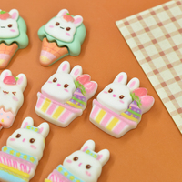 Mignon lapin gâteau toast résine flatback cabochon pour bricolage scrapbooking cheveux arcs tasse autocollant coque de téléphone décoration