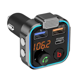 High Quality Bluetooth FM Transmitter for Car QC3.0 Fast Charging Cigarette Lighter Car Kit Wireless Bluetooth FM Radio Adapter