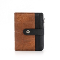 Dompet Mini Lucu Trendi dengan Kancing, Tempat Kartu Bermotif Kotak-kotak, Dompet Koin, Dompet Pendek Kulit PU untuk Perjalanan, Tempat Kartu Identitas dan Kartu Kredit Wanita