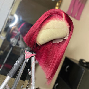 Perruque Bob Lace Front wig naturelle, <span class=keywords><strong>cheveux</strong></span> lisses, rouge 99j, Orange, pour femmes noires, vente en gros - Product Image 3