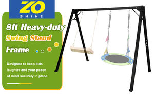 Zoshine 8ft zware metalen dubbele schommel, geschikt voor langdurig buitengebruik in de tuin. - Product Image 3