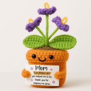 Crochet Potted Flower Mother's Day Emotion Card Thank You for Mama's Nurturing Home Bedroom Cute Personified Plant <b>Decoration</b> - Product Image 1