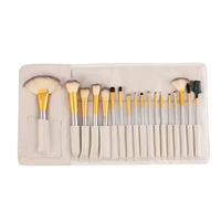 Lot de 18 pinceaux professionnels à manche en bois, fibres synthétiques, grand format, pour estompage du visage, avec étiquette personnalisable