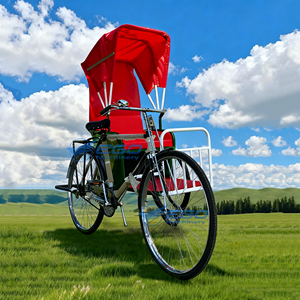 Nuevo Rickshaw Eléctrico Clásico Antiguo de 3 Ruedas con Toldo y Pedales, Bicicleta de Estilo Retro con Neumáticos de Goma Sólida - Product Image 1