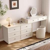 Coiffeuse moderne extensible et éclairée avec commode à tiroirs, grand rangement, finition noyer, pour chambre à coucher – Meilleure vente