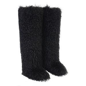 Botas de Inverno de Pelo Mongol <span class=keywords><strong>para</strong></span> Mulheres, Altura de 70 Cm, Quentes e Grossas, Solado de PVC Descartável - Product Image 3