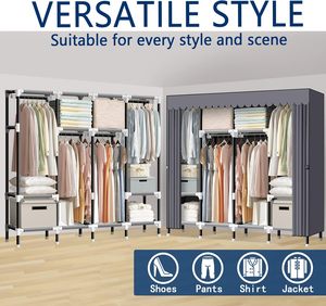 Placard portable, placard de 67 pouces pour suspendre les vêtements avec 4 tiges de suspension, rangement de vêtements en tube d'acier de 25mm - Product Image 3