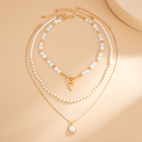 Ensemble de 3 colliers superposés empilables avec pendentifs étoile de mer, cœur et perles d'imitation, bijoux de plage pour femmes