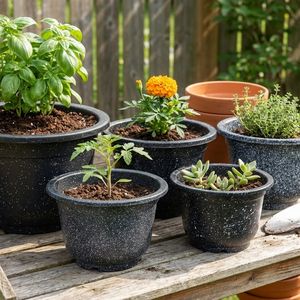 กระถางปลูกต้นไม้พลาสติกลายหินแกรนิต ขนาดปรับแต่งได้ ความแข็งแรงสูง ขายส่ง รุ่น A410 - Product Image 1