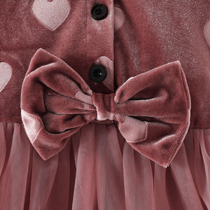 ชุดเดรสยาวสำหรับเด็กผู้หญิง ลายพิมพ์กำมะหยี่ แต่งผ้าตาข่าย ประดับกระดุม สำหรับงานปาร์ตี้ แฟชั่นฤดูใบไม้ร่วงและฤดูหนาว - Product Image 5